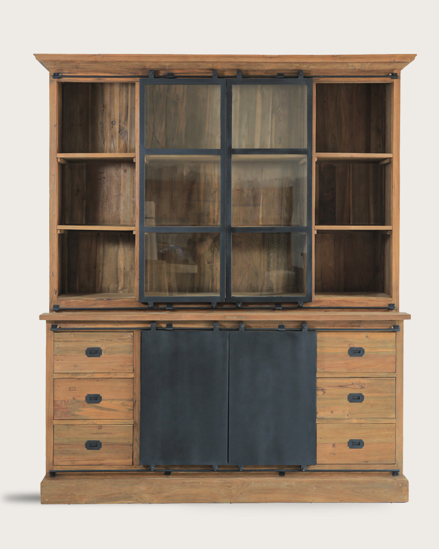 Industryal - Bibliothèque en teck massif et métal