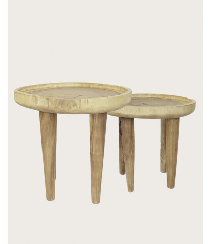 Léothéo - Lot de 2 tables basse en teck massif