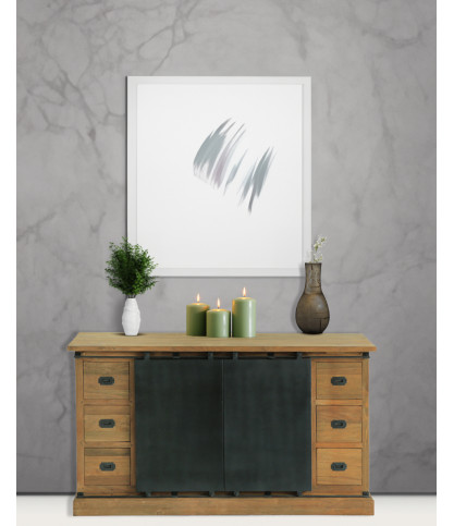 Industryal - Buffet industriel en teck massif et portes métal