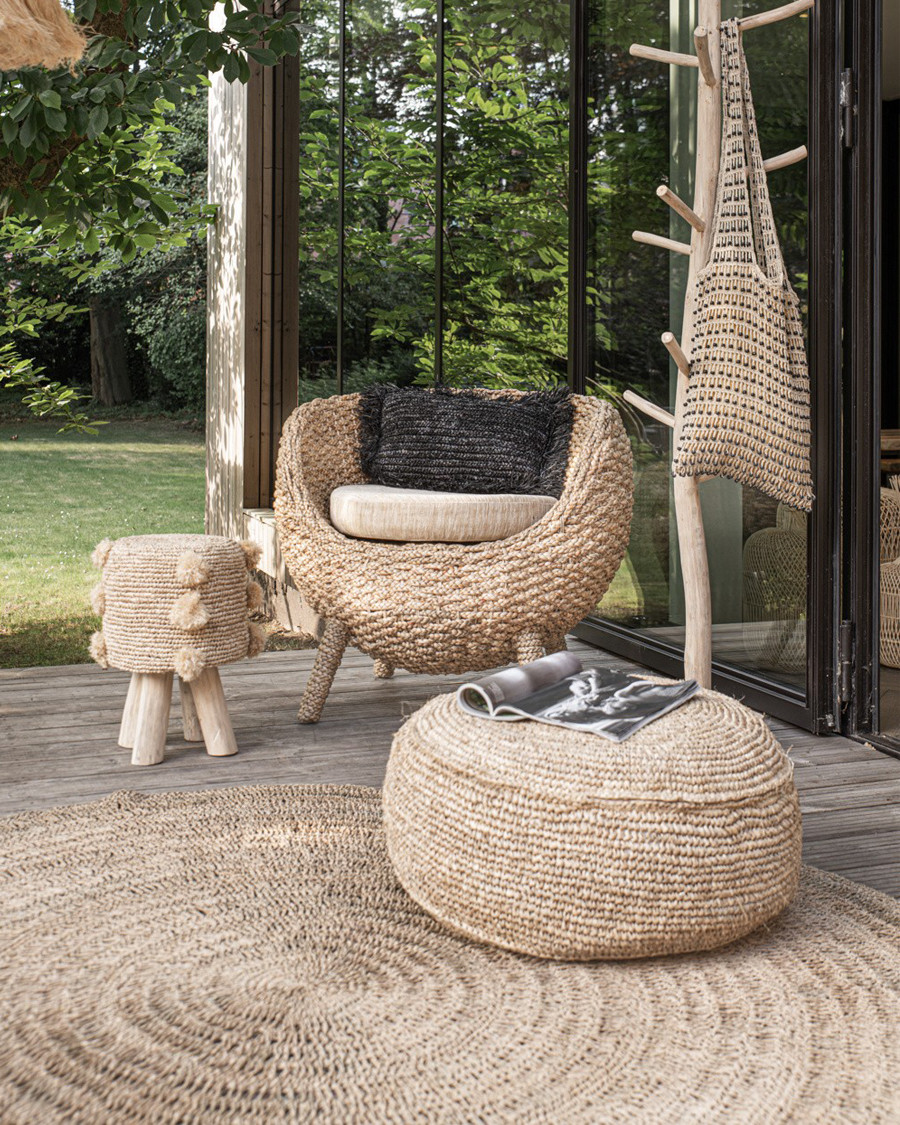 Rina - Pouf en Raffia