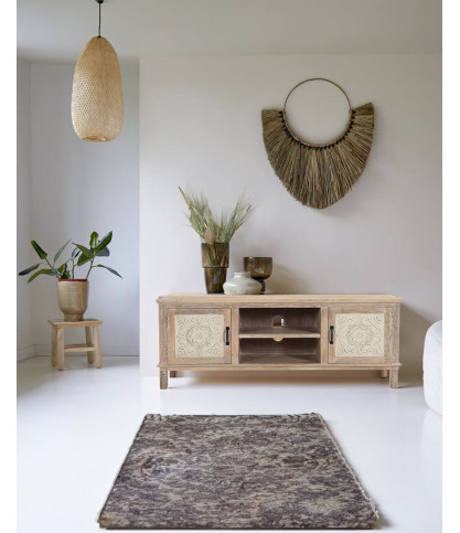 Mala - Meuble TV en manguier massif sculpté 140 cm