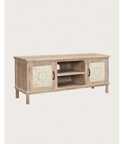 Mala - Meuble TV en manguier massif sculpté 140 cm