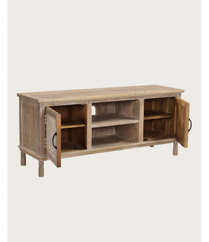 Mala - Meuble TV en manguier massif sculpté 140 cm