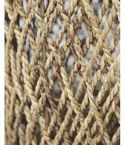 Yuda - Lot de trois tables en bois de teck massif et tissage banane avec rangements