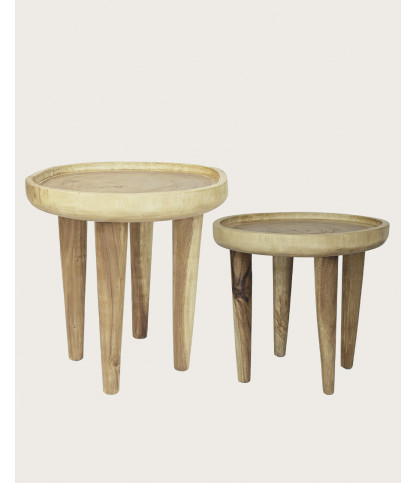 Léothéo - Lot de 2 tables basse en teck massif