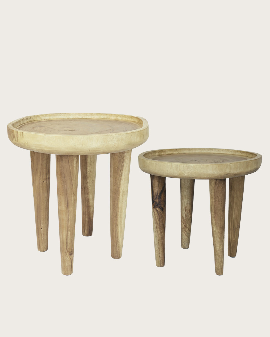 Léothéo - Lot de 2 tables basse en teck massif