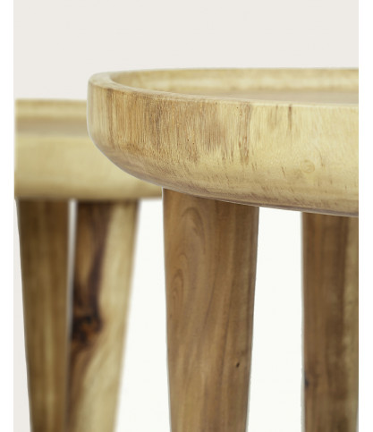 Léothéo - Lot de 2 tables basse en teck massif