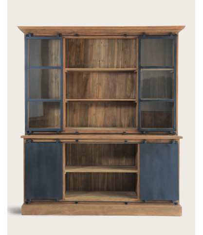 Industryal - Bibliothèque en teck massif et métal