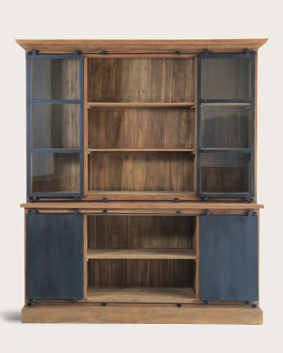 Industryal - Bibliothèque en teck massif et métal