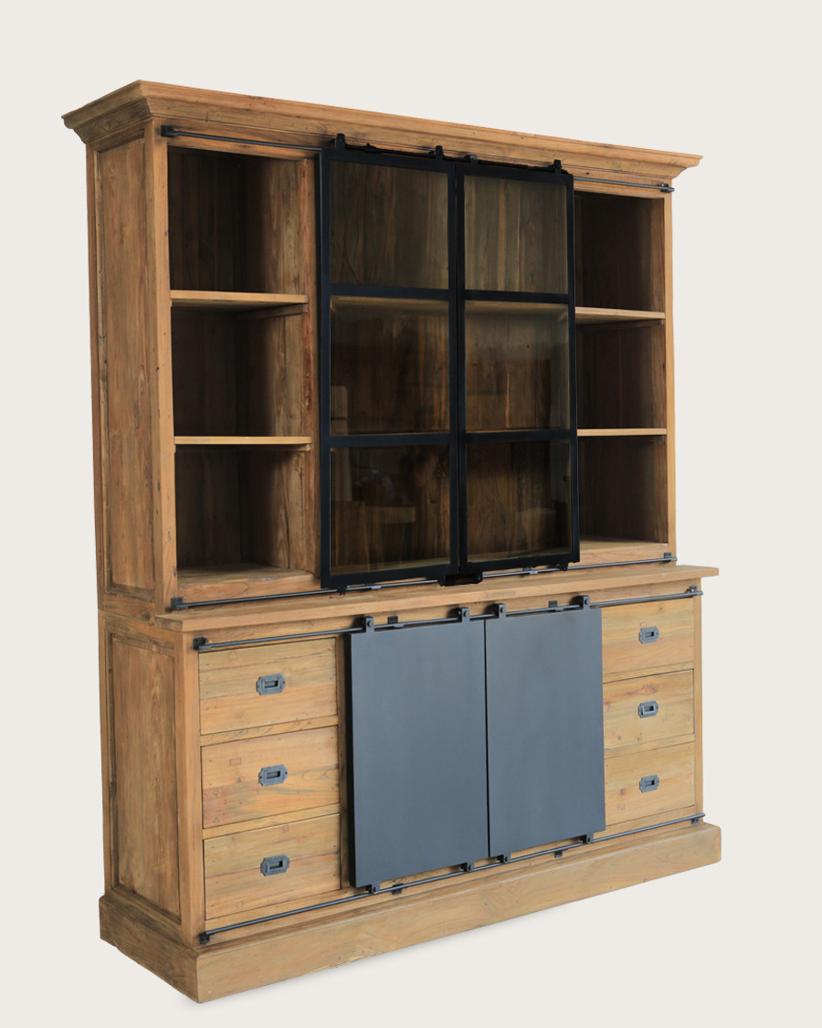 Industryal - Bibliothèque en teck massif et métal