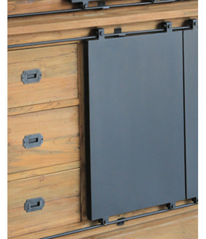 Industryal - Bibliothèque en teck massif et métal