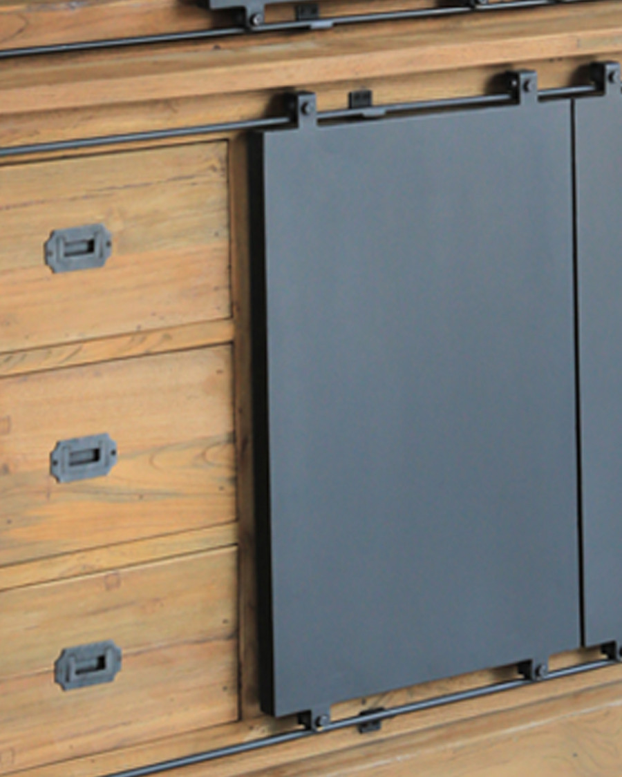 Industryal - Bibliothèque en teck massif et métal