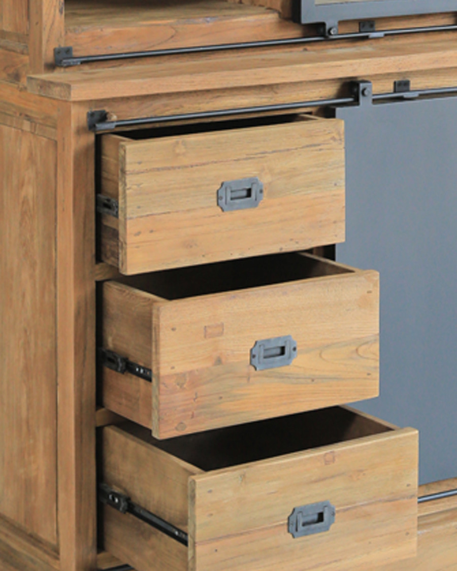 Industryal - Bibliothèque en teck massif et métal