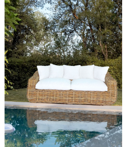 Phuket - Canapé de jardin 3 places en rotin