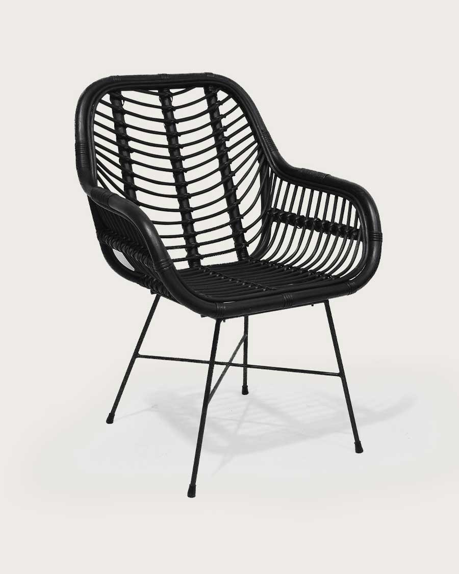 Myko - lot de 2 chaises en rotin noir