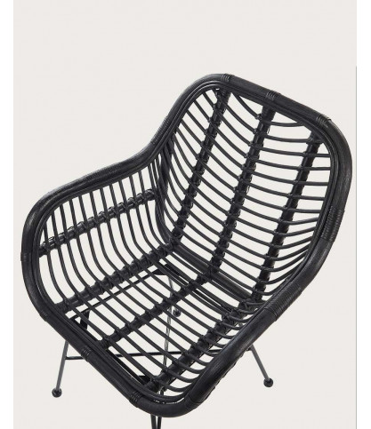 Myko - lot de 2 chaises en rotin noir