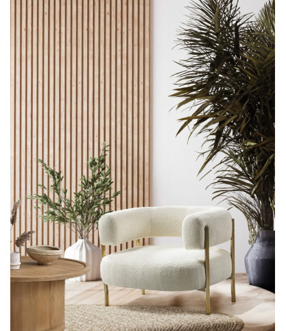 Mexi - Fauteuil en tissu et métal doré