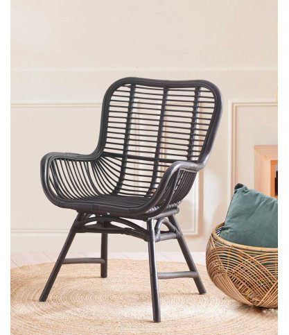 Sapporo - Chaise en rotin noir