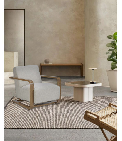 Rima - Fauteuil en bois massif chêne et en lin