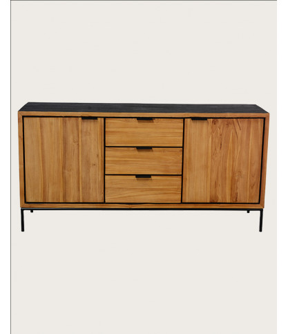 Indra - Buffet bas en teck recyclé bicolore 160 cm