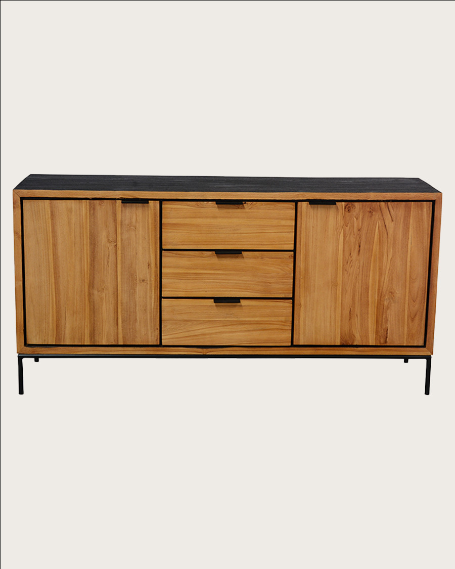 Indra - Buffet bas en teck recyclé bicolore 160 cm