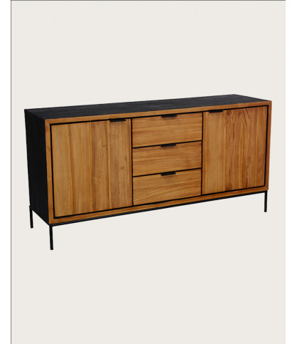 Indra - Buffet bas en teck recyclé bicolore 160 cm