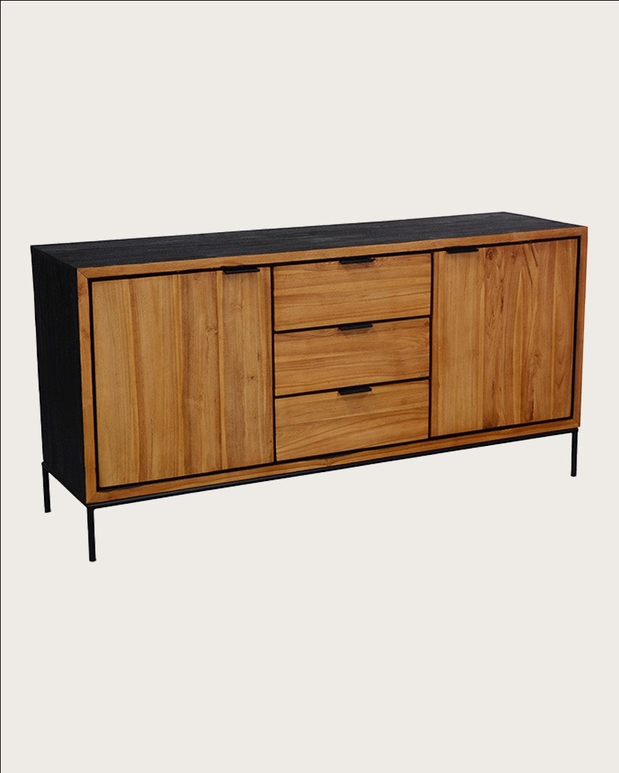 Indra - Buffet bas en teck recyclé bicolore 160 cm