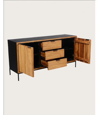 Indra - Buffet bas en teck recyclé bicolore 160 cm