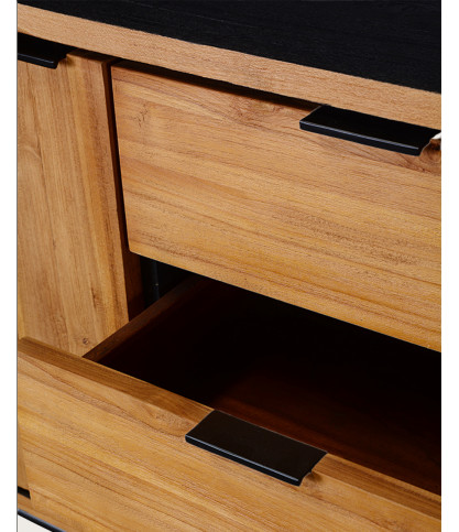 Indra - Buffet bas en teck recyclé bicolore 160 cm