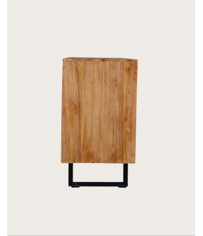 Kappa - Buffet bas en teck recyclé avec motif chevron et métal 160 cm