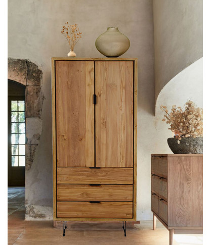 Lara- Armoire en bois massif de teck recyclé