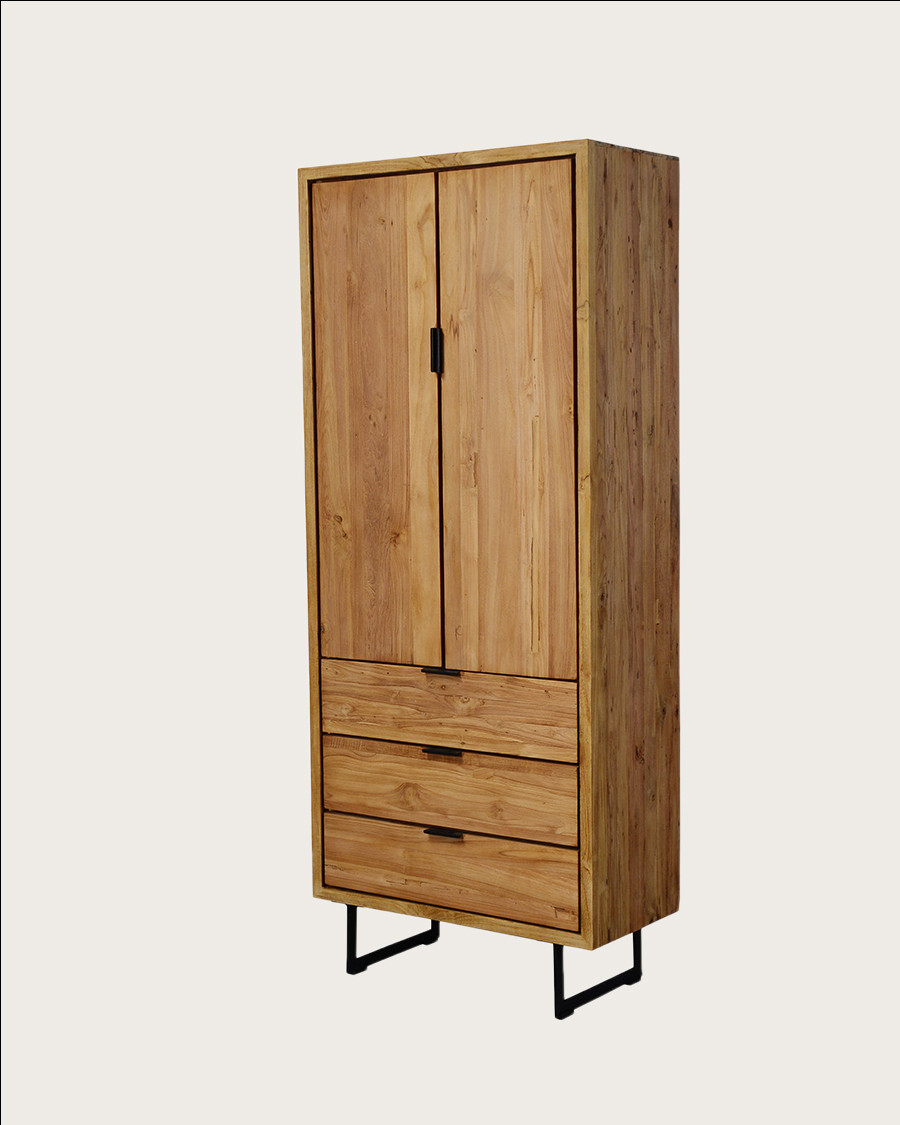 Lara- Armoire en bois massif de teck recyclé
