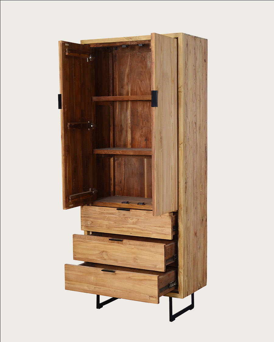 Lara- Armoire en bois massif de teck recyclé