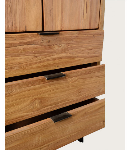 Lara- Armoire en bois massif de teck recyclé