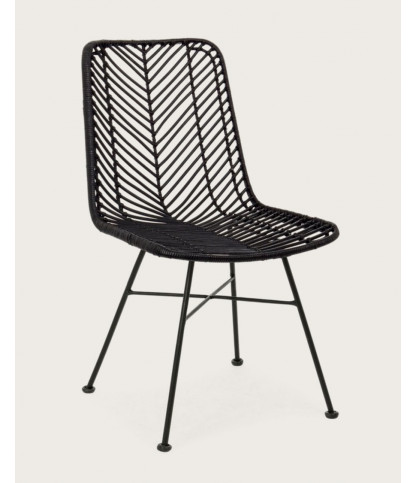 Ika - Lot de 4 chaises rotin noir