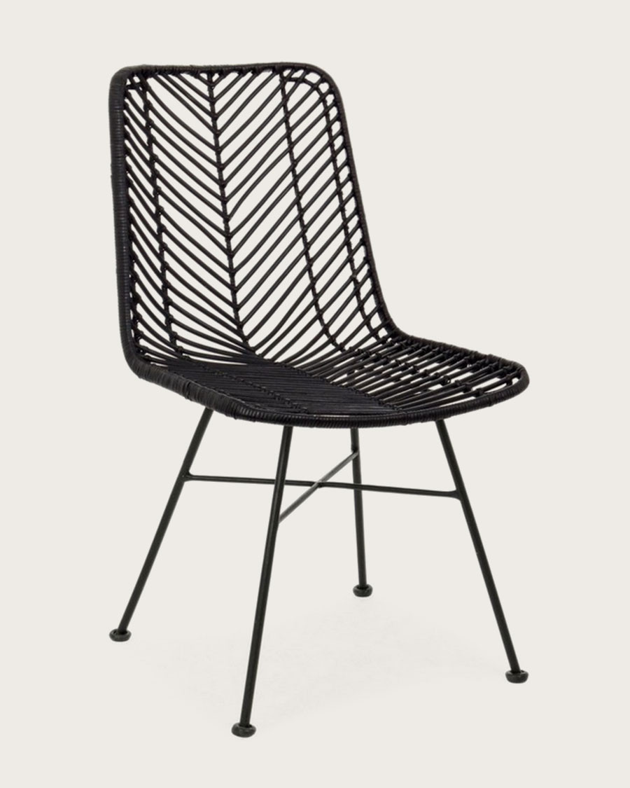 Ika - Lot de 4 chaises rotin noir