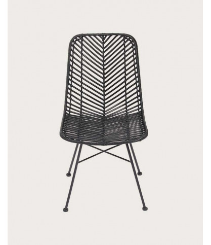 Ika - Lot de 4 chaises rotin noir