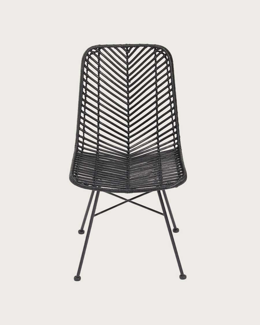 Ika - Lot de 4 chaises rotin noir