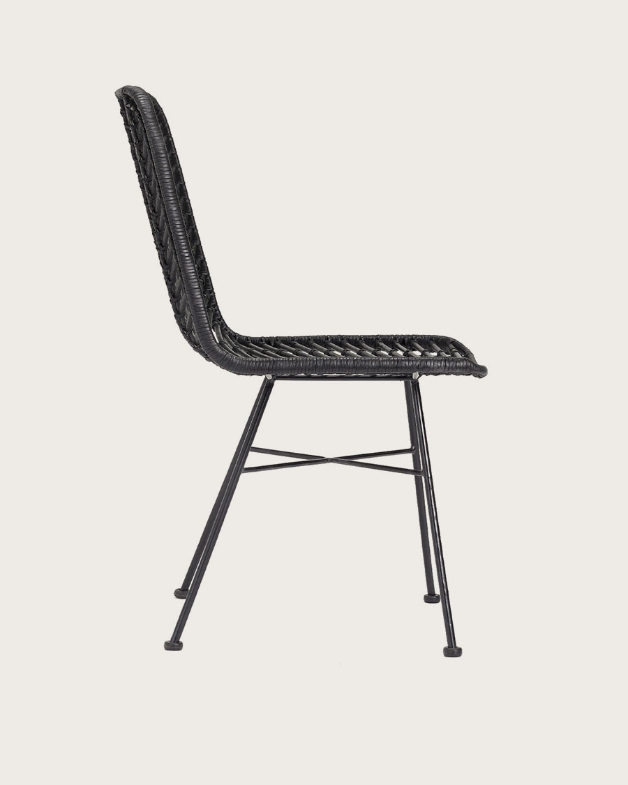 Ika - Lot de 4 chaises rotin noir