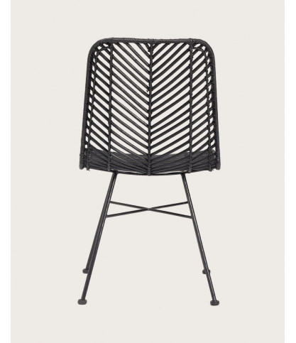 Ika - Lot de 4 chaises rotin noir