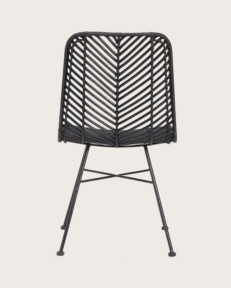 Ika - Lot de 4 chaises rotin noir