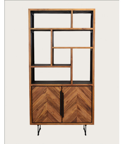 Petite bibliothèque Kappa en bois massif de Teck 190x98x45 cm