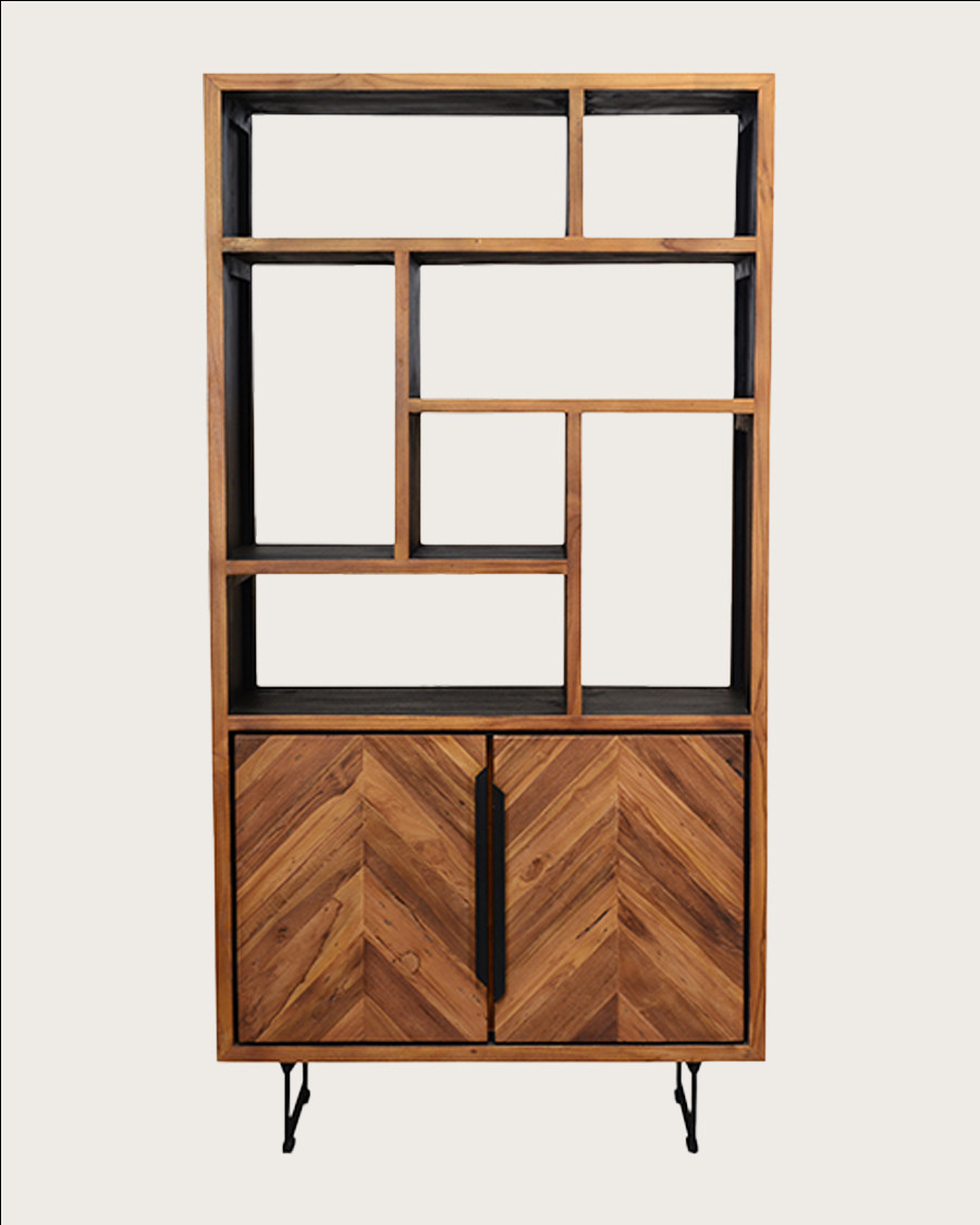 Petite bibliothèque Kappa en bois massif de Teck 190x98x45 cm