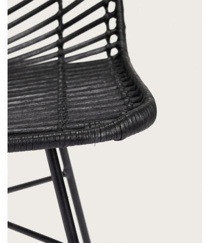 Ika - Lot de 4 chaises rotin noir