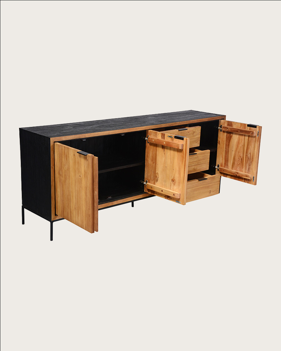Indra grand - Grand buffet bas en teck recyclé bicolore 200 cm
