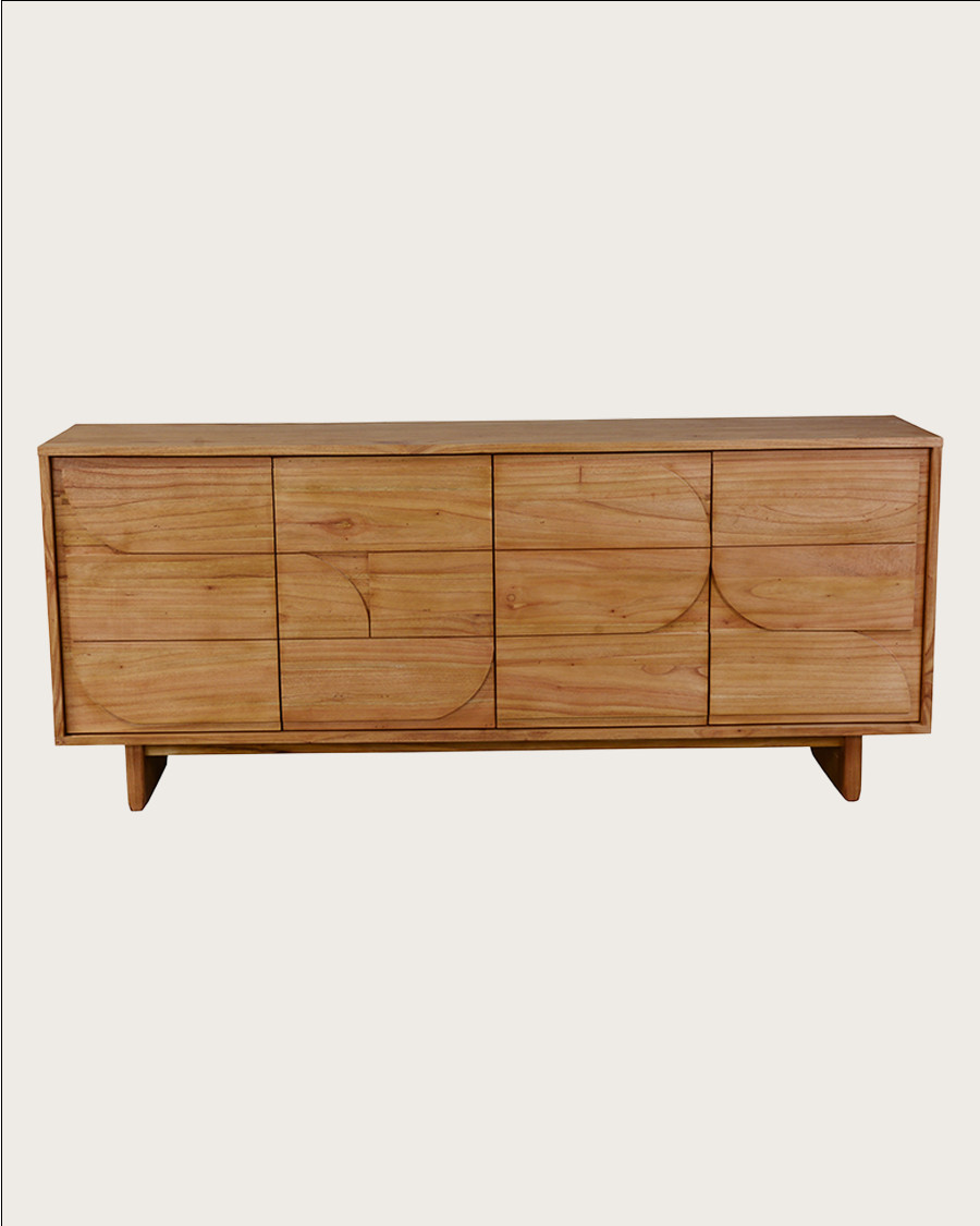 Dinda - Grand Buffet bas en bois massif de mendi 200 cm