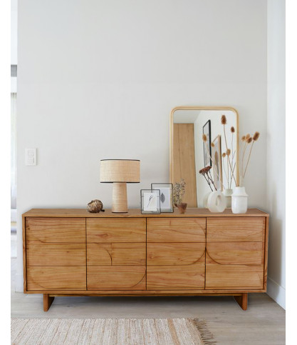 Dinda - Grand Buffet bas en bois massif de mendi 200 cm