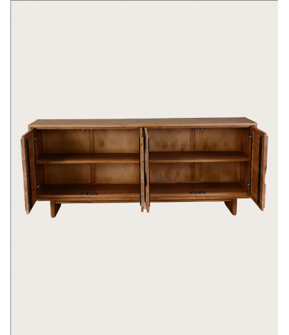 Dinda - Grand Buffet bas en bois massif de mendi 200 cm