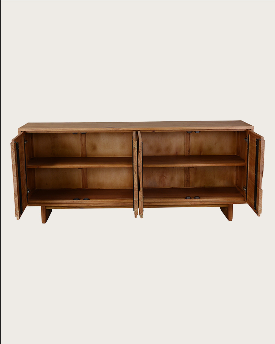 Dinda - Grand Buffet bas en bois massif de mendi 200 cm