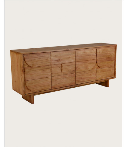Dinda - Grand Buffet bas en bois massif de mendi 200 cm